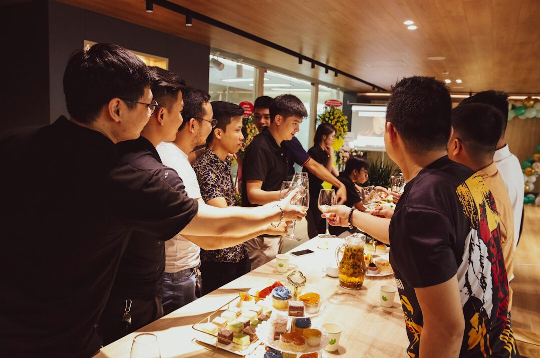Group of employees participating in a culture exchange workshop